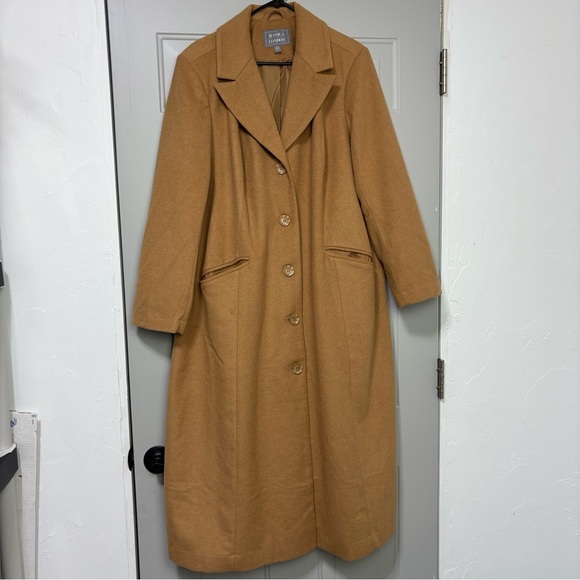 Jessica London Outerwear Women's 20W Full Trench Coat Wool Blend Camel Neutral - Picture 1 of 10